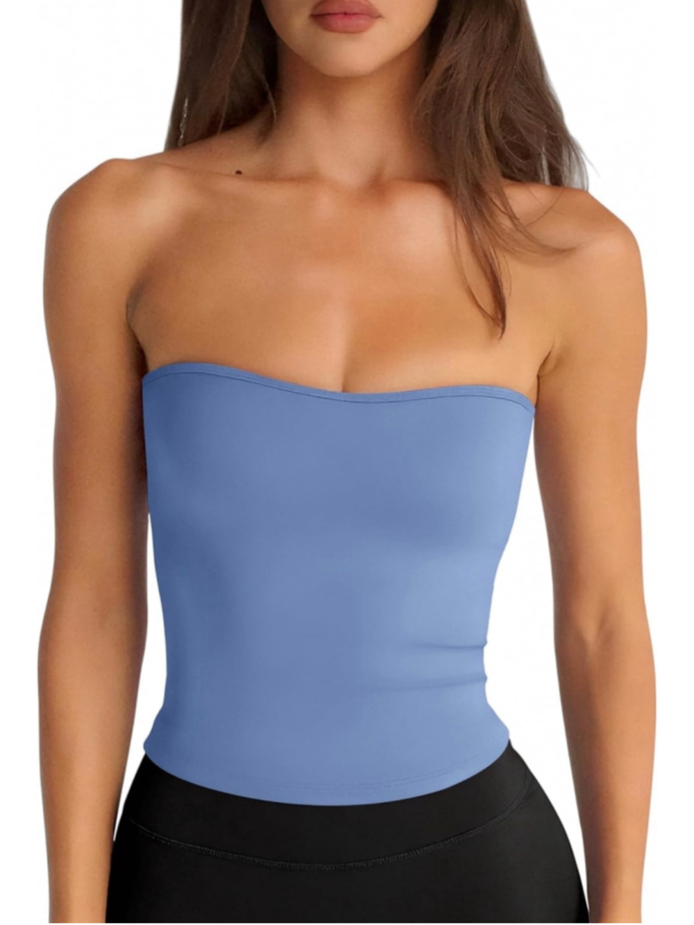 NEW Blue Y2K Tube Crop Top Backless Strapless Bandeau Sleeveless XL